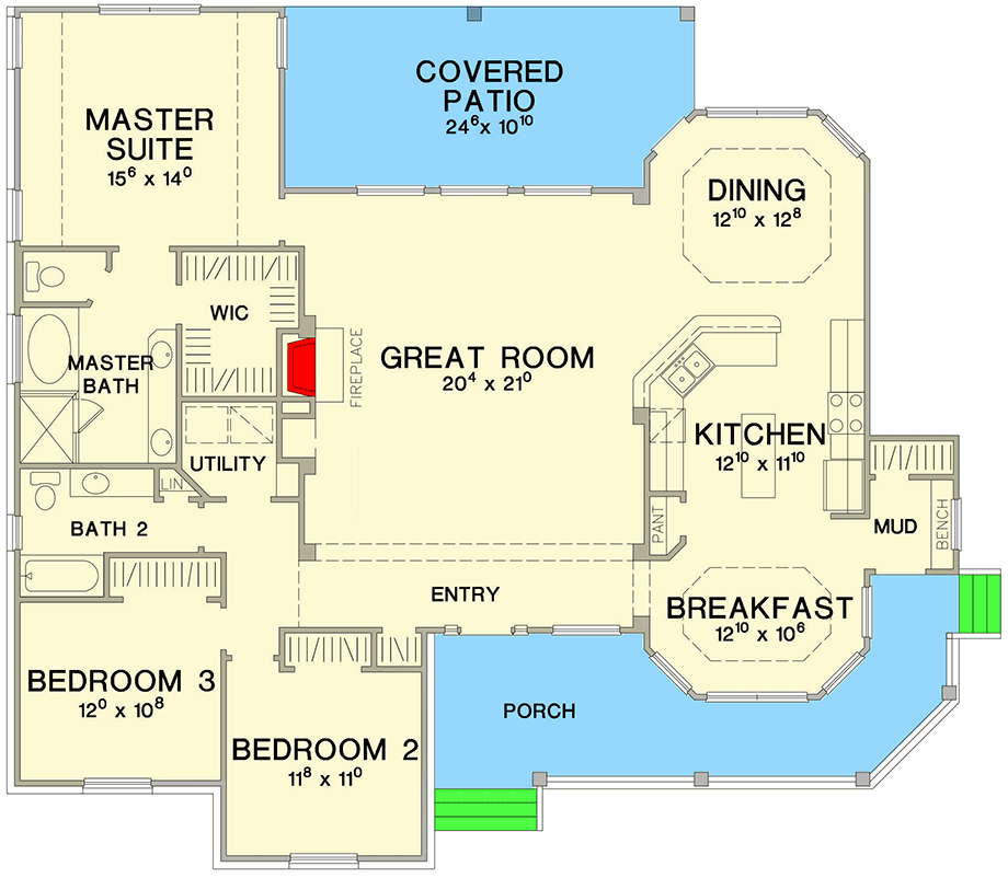 Plan 31093D: Great Little Ranch House Plan - Floor Plan - Main Level - Country, Ranch, Traditional