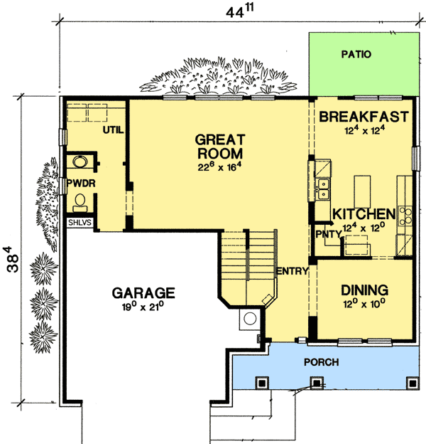 Plan 31143D: Two-story Traditional Home Plan with Formal Dining Room - Floor Plan - Main Level - Hill Country, Traditional