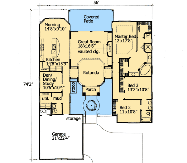 Plan 31170D: Exciting Mediterranean Home Plan - Floor Plan - Main Level - Florida-Style, Mediterranean, Southwest