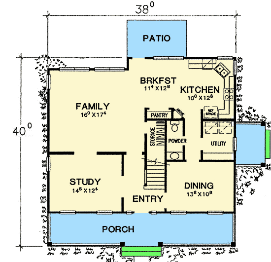 Plan 31176D: Delightful Stacked Porches - Floor Plan - Main Level - New Orleans, Southern, Southern Traditional