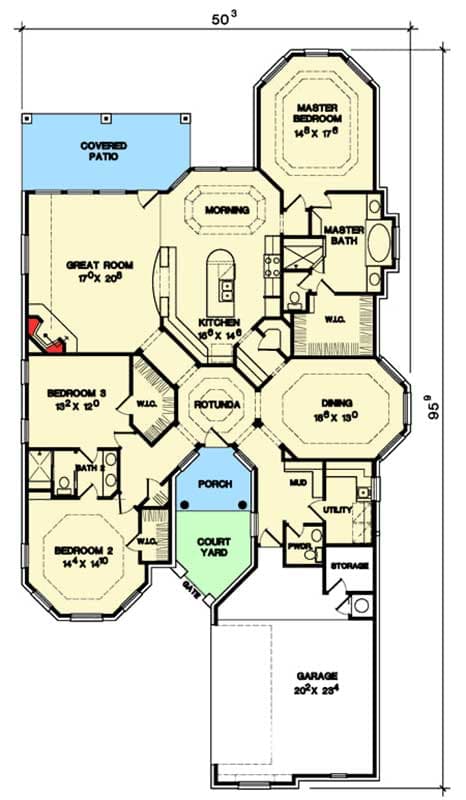 Plan 31178D: Octagonal Rotunda - Floor Plan - Main Level - Mediterranean, Tuscan