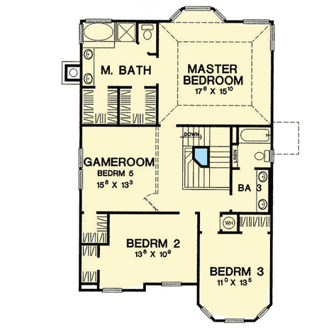 Plan 31179D: Traditional Home with Twin Gables - Floor Plan - 2nd Floor - Cottage, Country, Farmhouse, Traditional