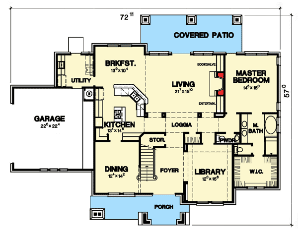 Plan 31180D: Just The Right Size - Floor Plan - Main Level - European, Tuscan