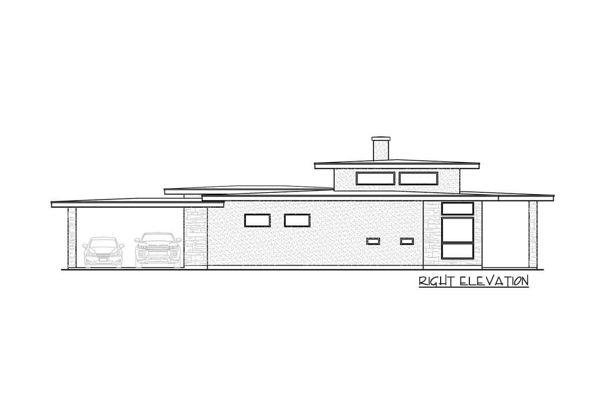 Plan 31186D: 3 Bed Mid-Century Modern House Plan - 2287 Sq Ft - Image #5 - Contemporary, Mid Century Modern, Modern