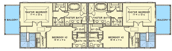 Plan 31501GF: Coastal Duplex with Porches - Floor Plan - 2nd Floor