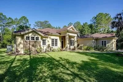 One Level Florida House Plan with Courtyard Living Space - 4038 Sq Ft