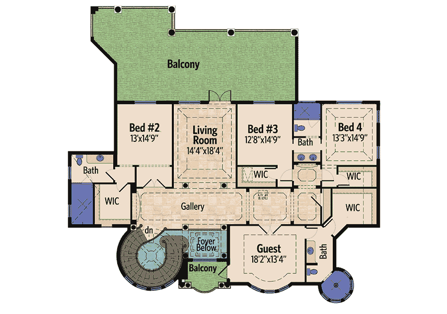Plan 31810DN: Best in Class in Two Versions - Floor Plan - 2nd Floor - European, Florida-Style, Mediterranean, Spanish