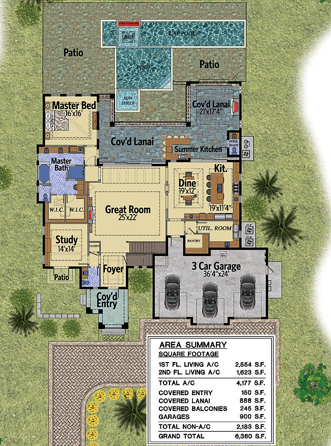 Plan 31814DN: Big and Bold - Floor Plan - Main Level - Florida-Style