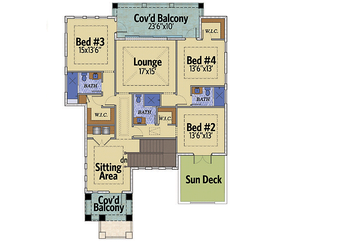 Plan 31814DN: Big and Bold - Floor Plan - 2nd Floor - Florida-Style
