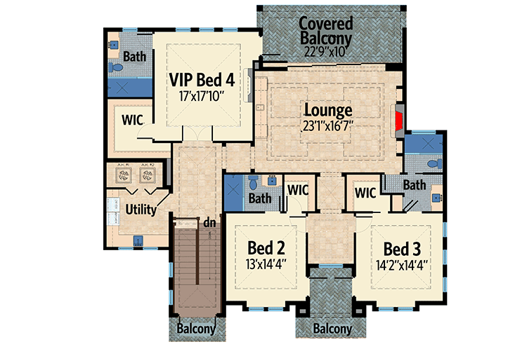 Plan 31821DN: Lap Of Luxury Inside And Out - Floor Plan - 2nd Floor - European, Florida-Style, Mediterranean, Southern