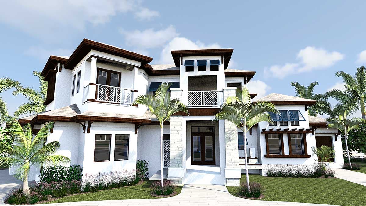 Plan 31822DN: Luxury House Plan with Four Second Floor Balconies - 6001 Sq Ft - Image #7 - Contemporary, Florida-Style, Southern