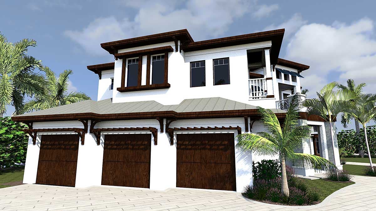 Plan 31822DN: Luxury House Plan with Four Second Floor Balconies - 6001 Sq Ft - Image #8 - Contemporary, Florida-Style, Southern