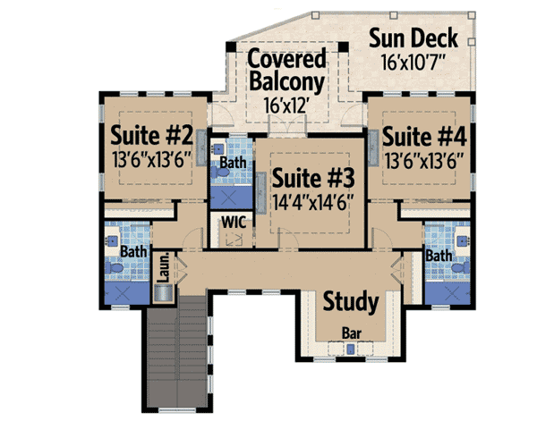 Plan 31823DN: A Study on Each Floor - Floor Plan - 2nd Floor - Florida-Style