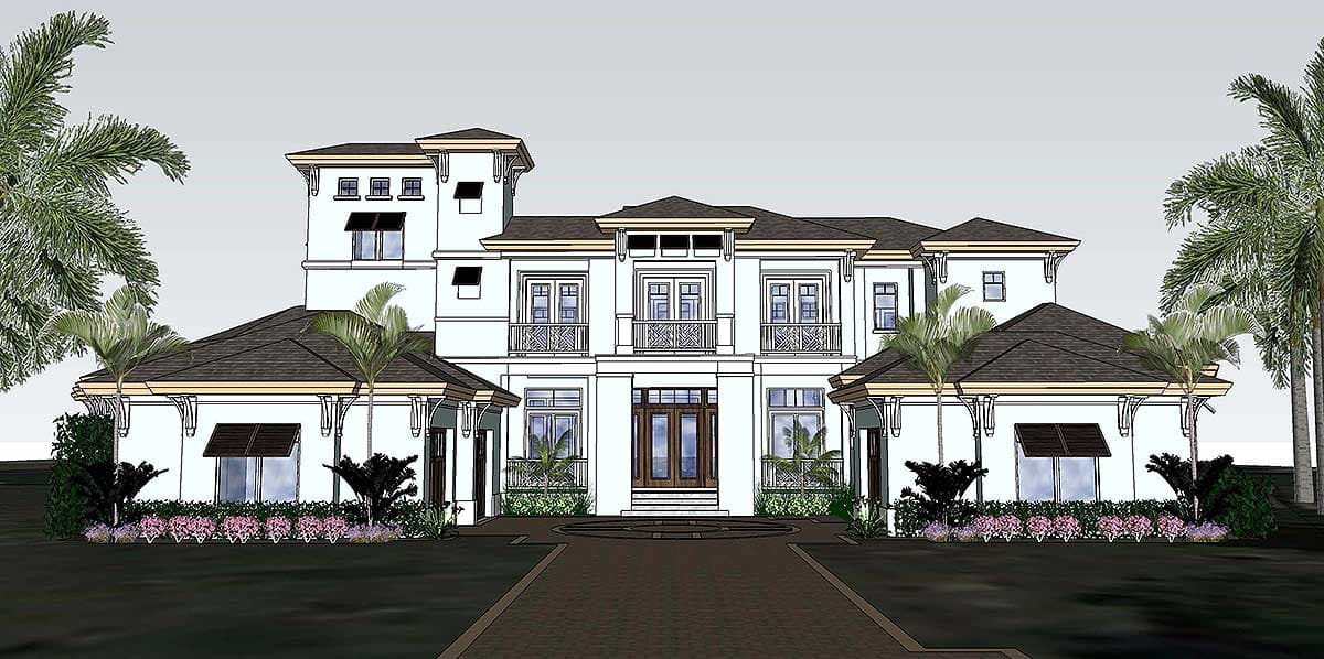 Plan 31830DN: Florida House Plan with Third Floor Tower - Image #11 - Florida-Style, Mediterranean