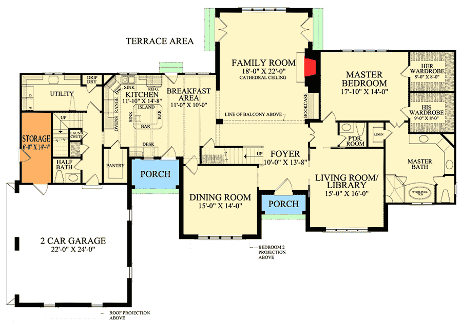 Plan 32410WP: Stately Five Bedroom Home Plan - Floor Plan - Main Level - European, Traditional