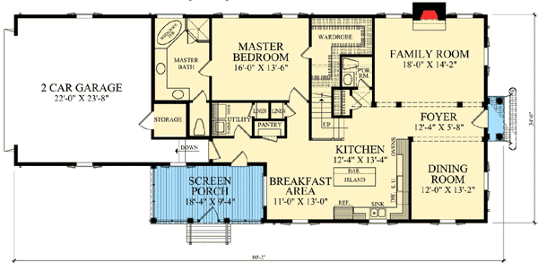 Plan 32417WP: Colonial Home for Narrow Lot - Floor Plan - Main Level - Colonial, Traditional