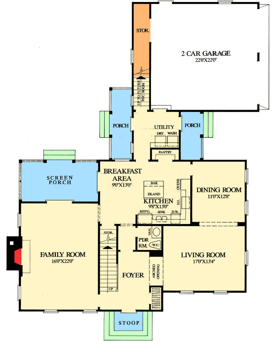 Plan 32434WP: Formal and Informal Spaces - Floor Plan - Main Level - Cape Cod, Traditional