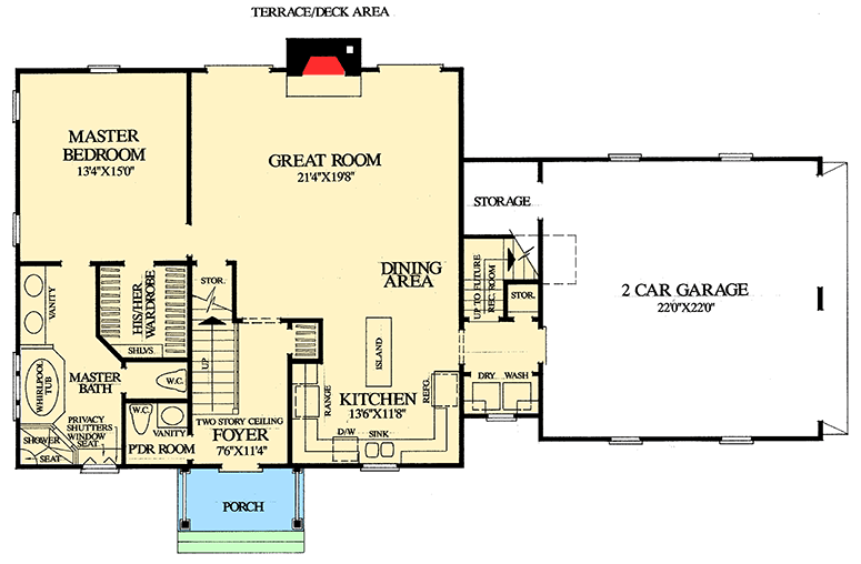 Plan 32435WP: Cape Cod with Open Floor Plan - Floor Plan - Main Level - Cape Cod, Traditional