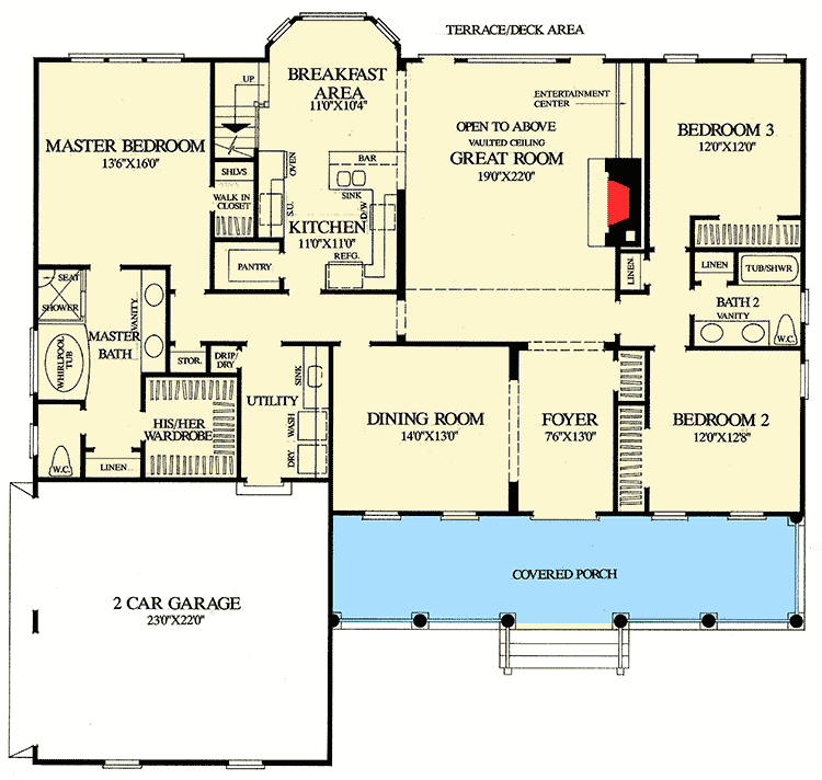 Plan 32436WP: Charming Country Home Plan - Floor Plan - Main Level - Cottage, Country, Farmhouse, Southern