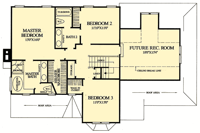 Plan 32446WP: Future Rec Room - Floor Plan - 2nd Floor - Country, Traditional