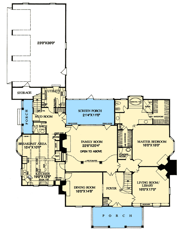 Plan 32458WP: Stately Southern Home Plan - Floor Plan - Main Level - New Orleans, Southern, Southern Traditional