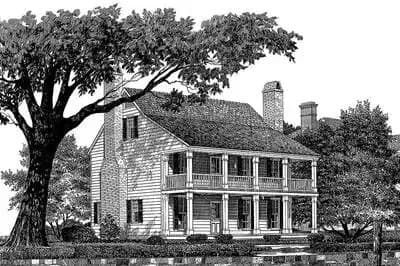 Southern Home Plan with Stacked Porches