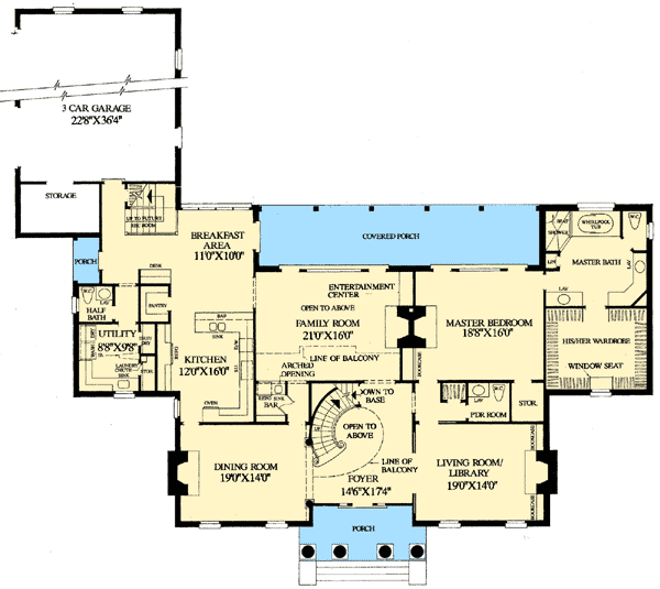 Plan 32461WP: Magnificent Estate Home Plan - Floor Plan - Main Level - Southern, Southern Traditional, Traditional