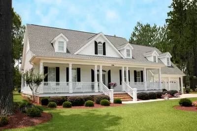 Three Bedroom House Plan With Porches In Front and Back