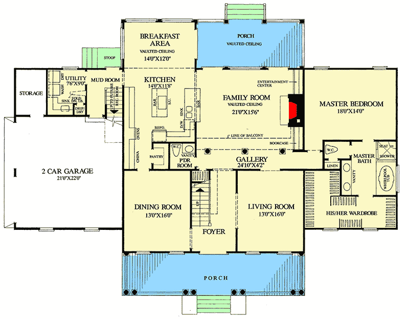 Plan 32491WP: Graceful Appearances - Floor Plan - Main Level - Country, Southern, Traditional