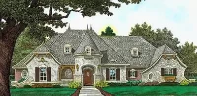 4 Bedroom House Plan with Turreted Entry