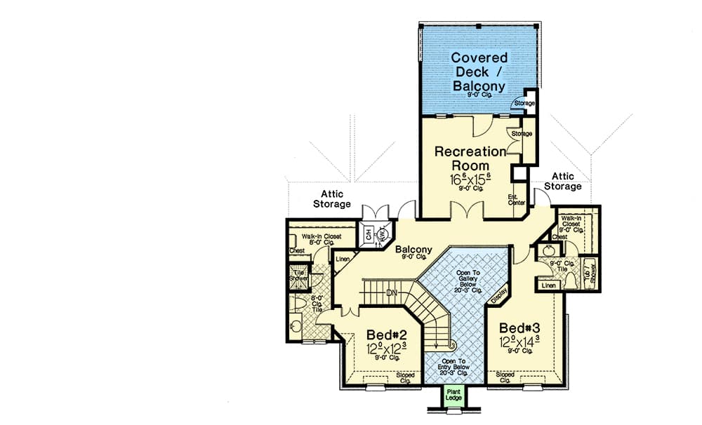 Plan 48521FM: Exclusive European House Plan with Two Rec Rooms - Floor Plan - 2nd Floor - European, French Country