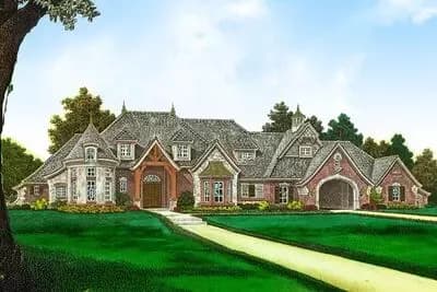 Magnificent Exclusive Euro-style House Plan with Turreted Study