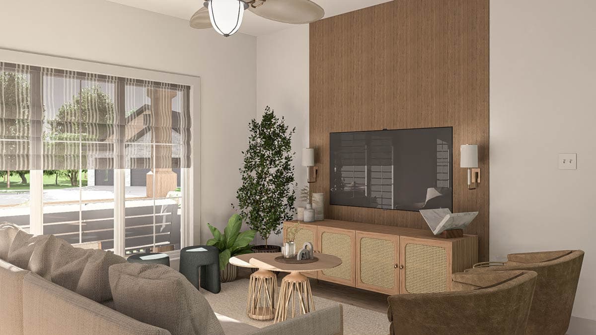 Plan 62645DJ: Split Bedroom Starter Home Plan Under 1200 Sq Ft - Image #7 - Cottage