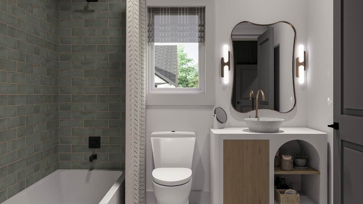 Plan 62645DJ: Split Bedroom Starter Home Plan Under 1200 Sq Ft - Image #12 - Cottage