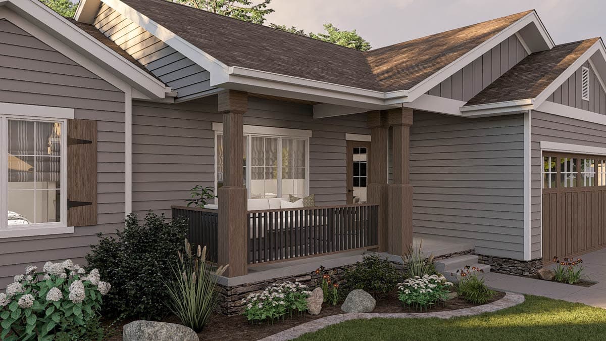 Plan 62645DJ: Split Bedroom Starter Home Plan Under 1200 Sq Ft - Image #13 - Cottage