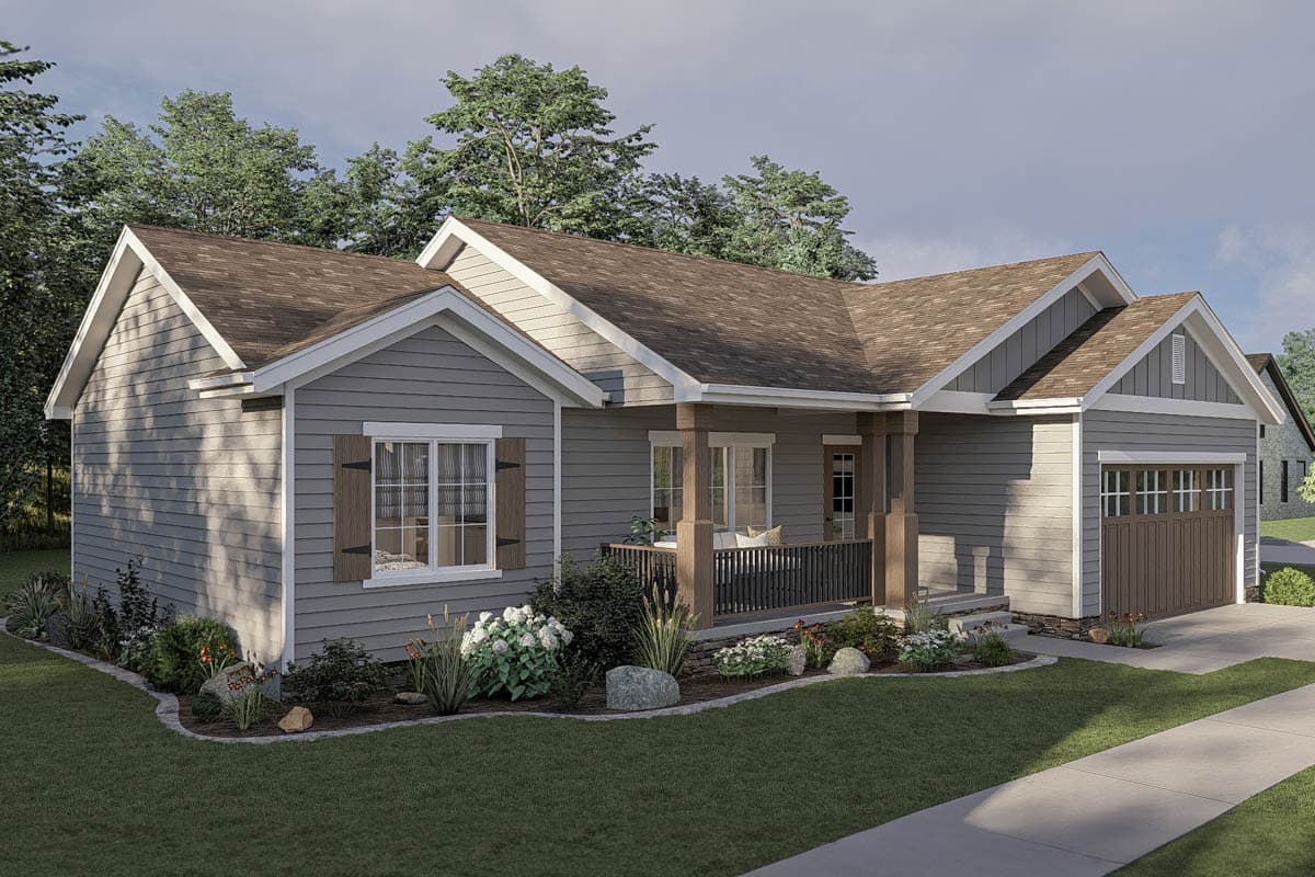 Plan 62645DJ: Split Bedroom Starter Home Plan Under 1200 Sq Ft - Image #14 - Cottage