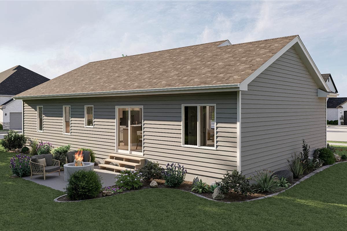 Plan 62645DJ: Split Bedroom Starter Home Plan Under 1200 Sq Ft - Image #15 - Cottage