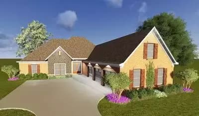 Southern House Plan with Huge Optional Bonus Room