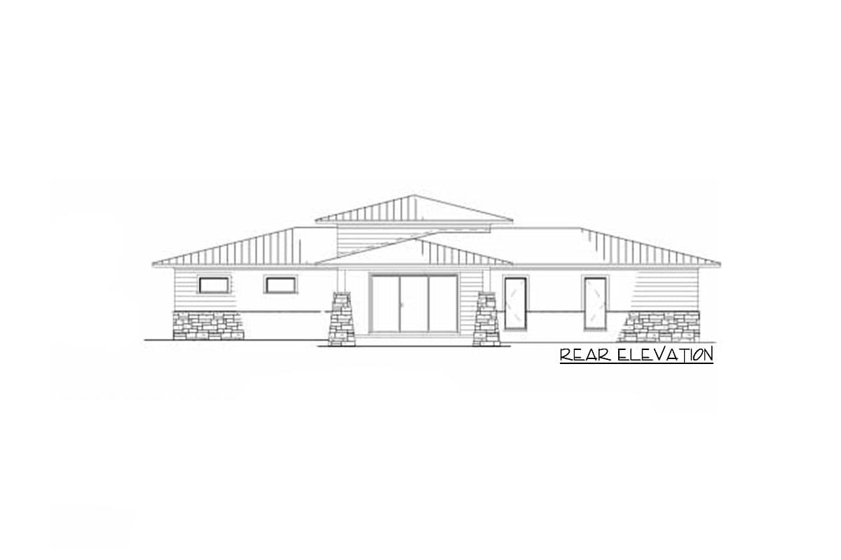 Plan 70520SND: One Story Modern House Plan with Wrap Around Porch - 2272 Sq Ft - Image #4 - Contemporary, Mid Century Modern, Modern