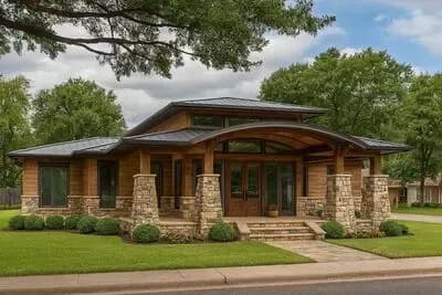 One Story Modern House Plan with Wrap Around Porch - 2272 Sq Ft