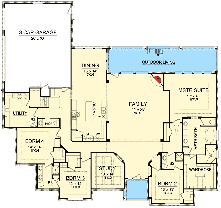 Plan 36524TX: Impressive European House Plan - Floor Plan - Main Level - European, French Country, Traditional