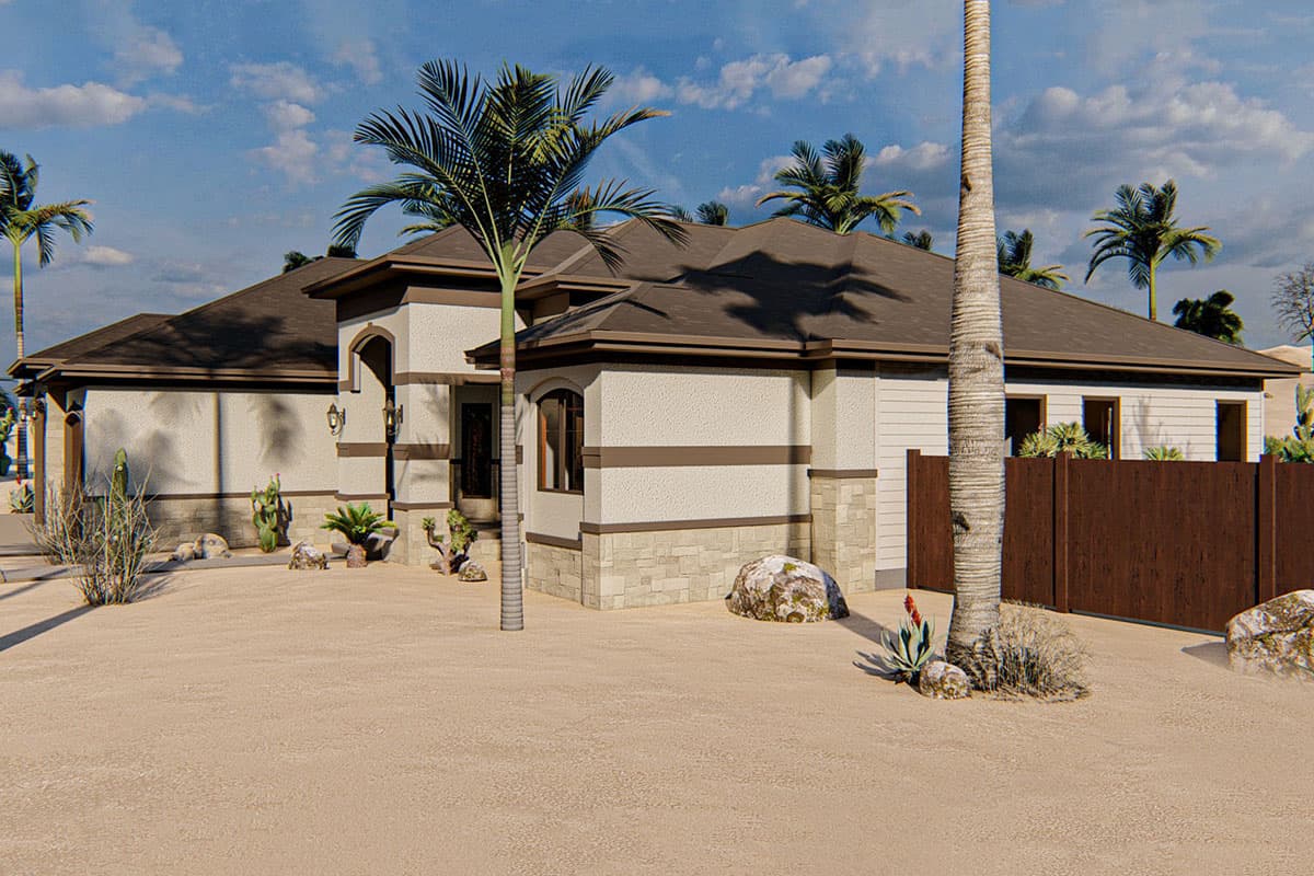 Plan 62648DJ: One Story Living with 2 Beds Plus Flex Room - Image #4 - European, Mediterranean