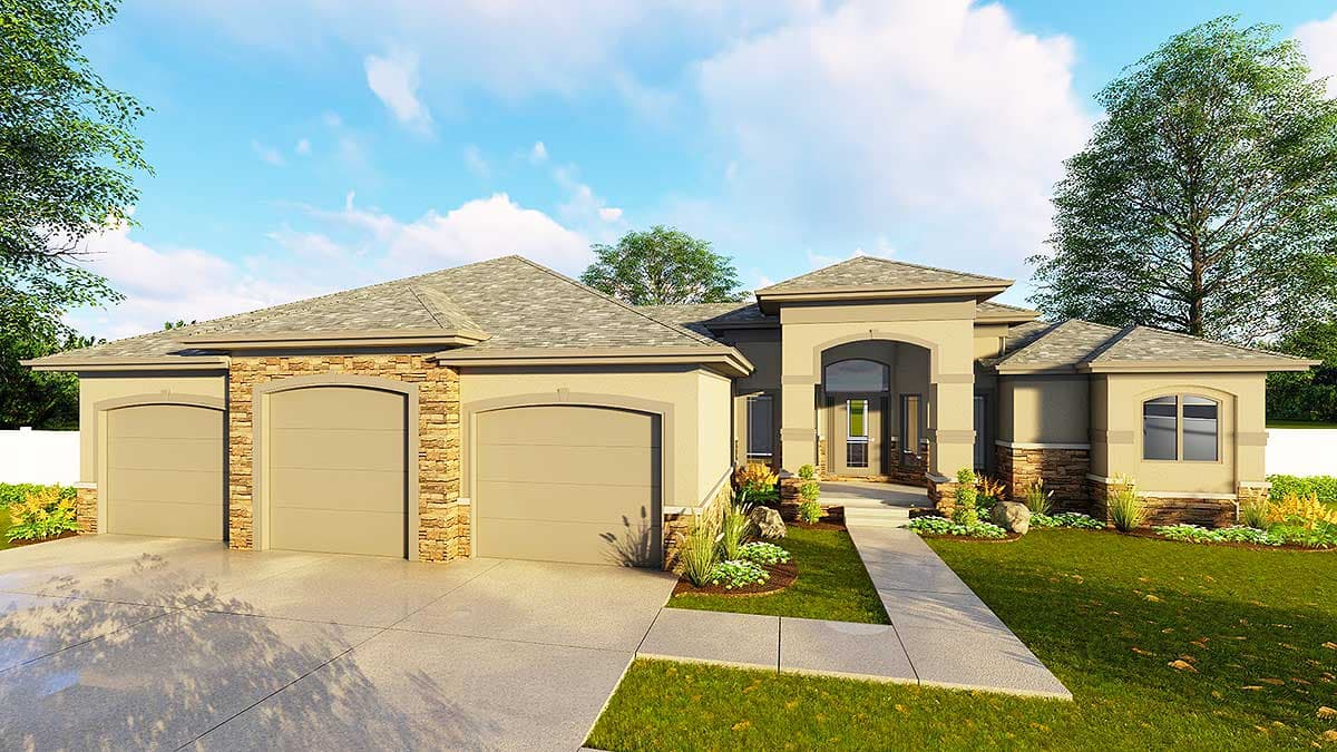Plan 62648DJ: One Story Living with 2 Beds Plus Flex Room - Image #7 - European, Mediterranean