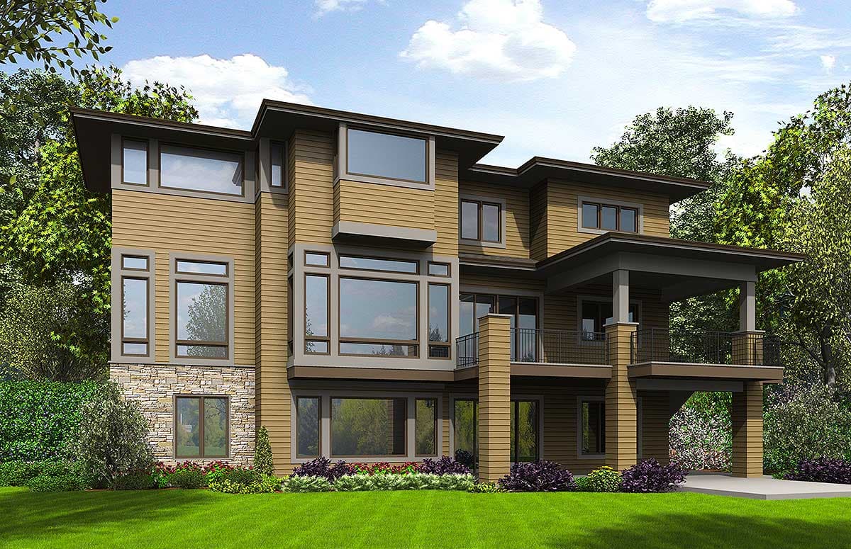 Plan 23632JD: Modern House Plan with Glass and Stone for a Rear Sloping Lot - Image #38 - Modern, Northwest