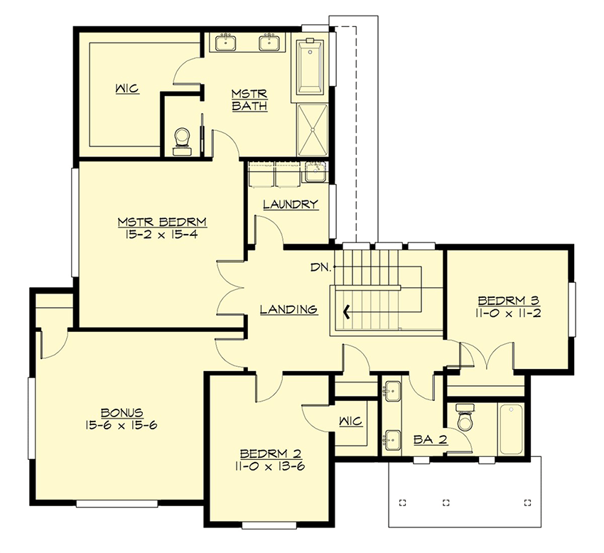 Plan 23634JD: Northwest House Plan with Drive-Under Garage - Floor Plan - Second Floor - Contemporary, Modern, Northwest
