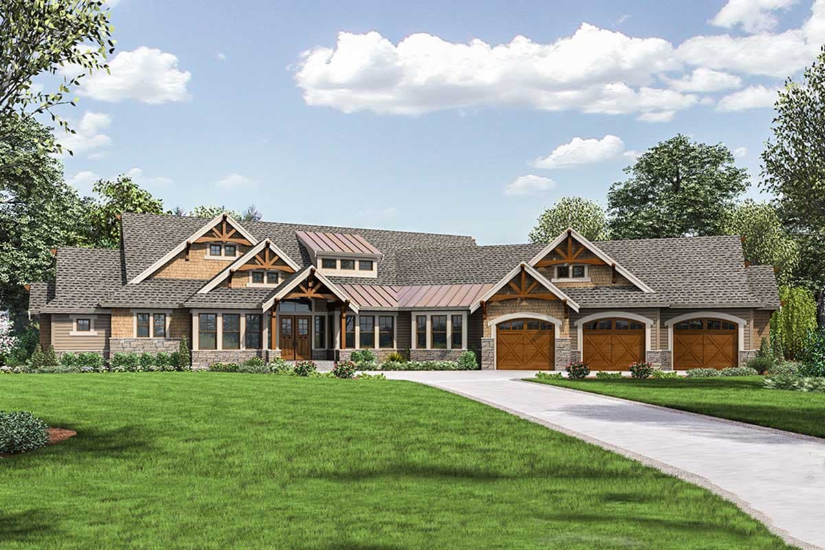 Plan 23637JD: Richly Detailed Craftsman House Plan with Angled 3-Car Garage - Image #36 - Craftsman, Mountain, New American, Rustic