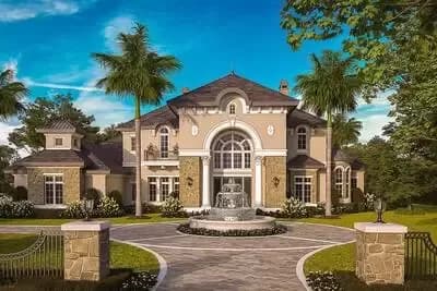 Sensational Florida House Plan with Grand Double Staircases