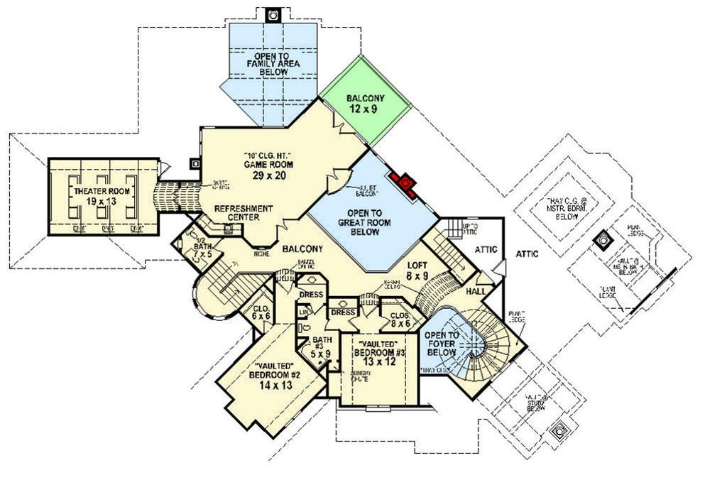 Plan 58573SV: Luxury Mountain Home Plan With Home Theater And Two Staircases - Floor Plan - 2nd Floor - Craftsman, Mountain, Rustic, Vacation