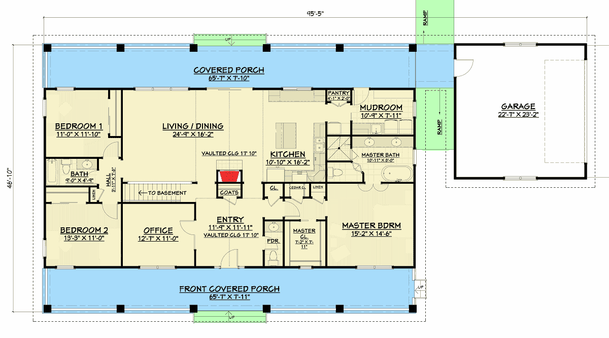 Plan 28905JJ: Flexible Country House Plan with Basement - 2058 Sq Ft - Floor Plan - Main Level - Country, Farmhouse, Ranch, Southern, Traditional