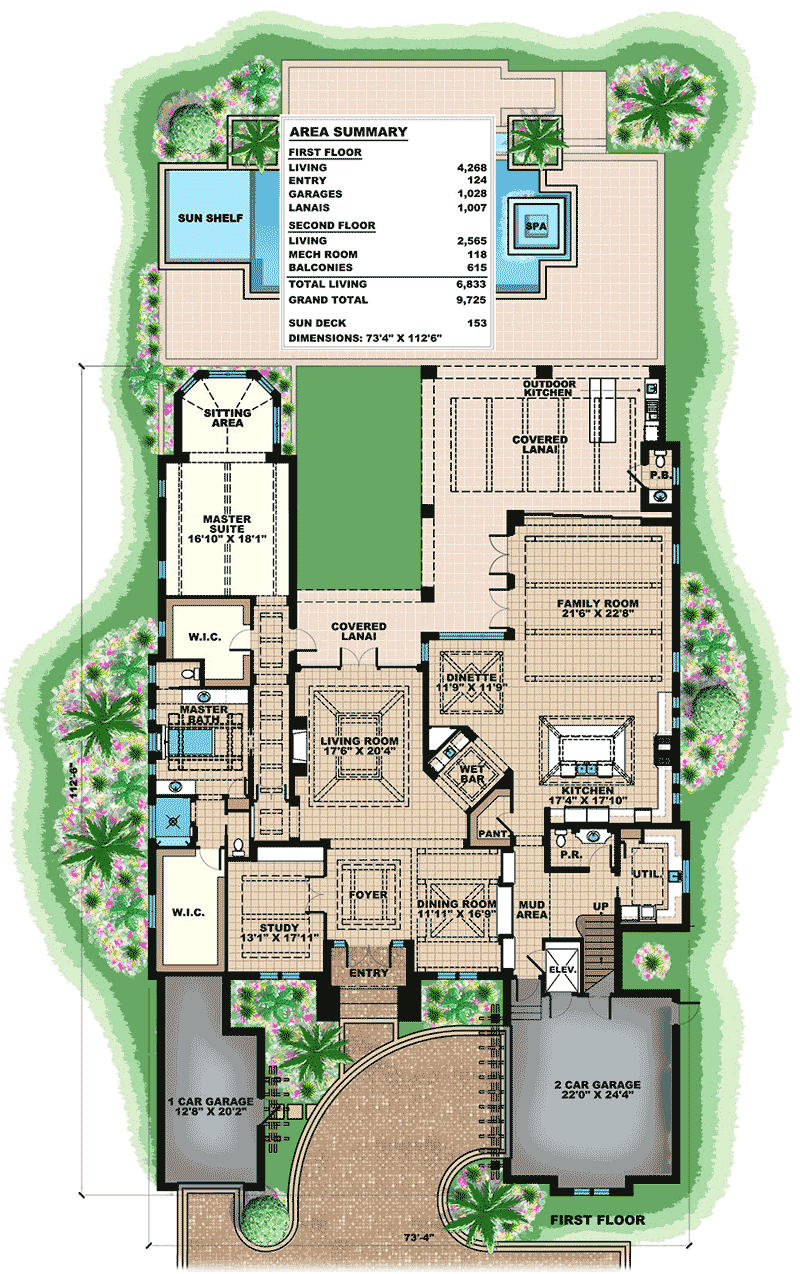 Plan 66372WE: Top of the Line Florida House Plan - Floor Plan - Main Level - Florida-Style, Southern